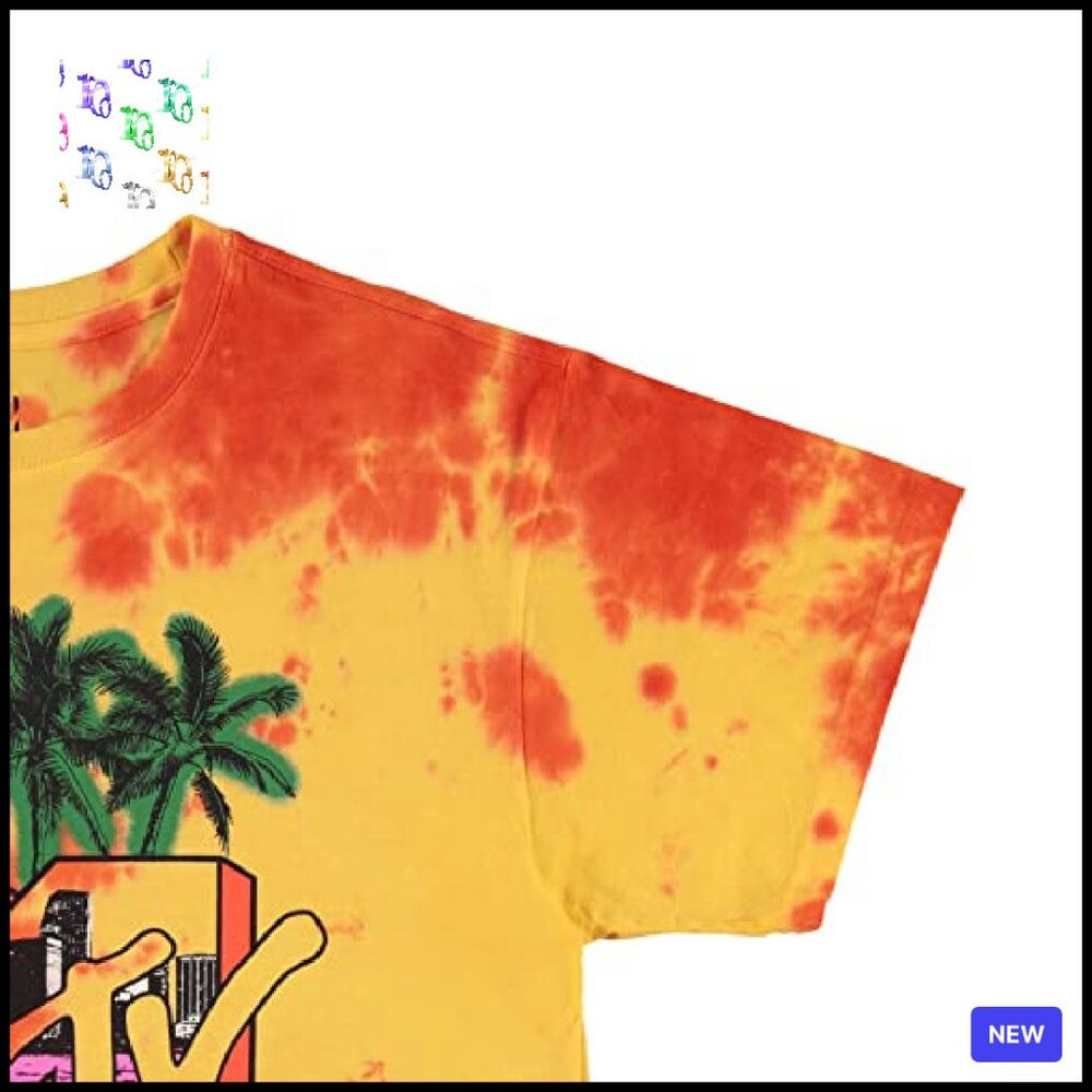 Retro Tie Dye Tee Classic Crew Neck Short Sleeve Vintage Music Style - Picture 5 of 7